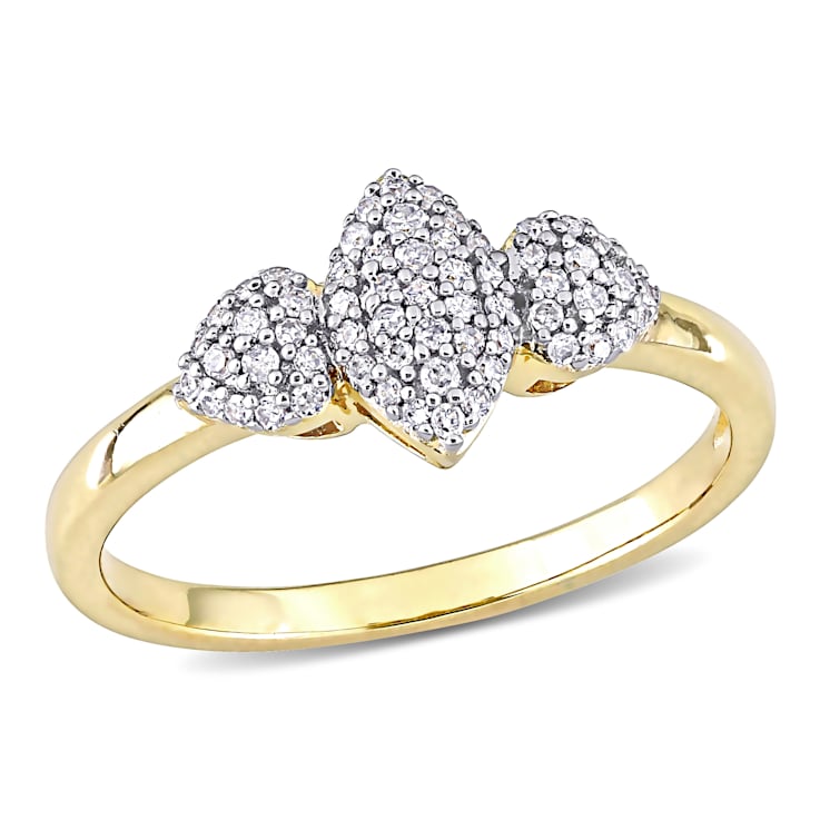 1/5ctw Diamond Marquise and Heart Shaped Cluster Ring in 18K Yellow Gold
Over Sterling Silver