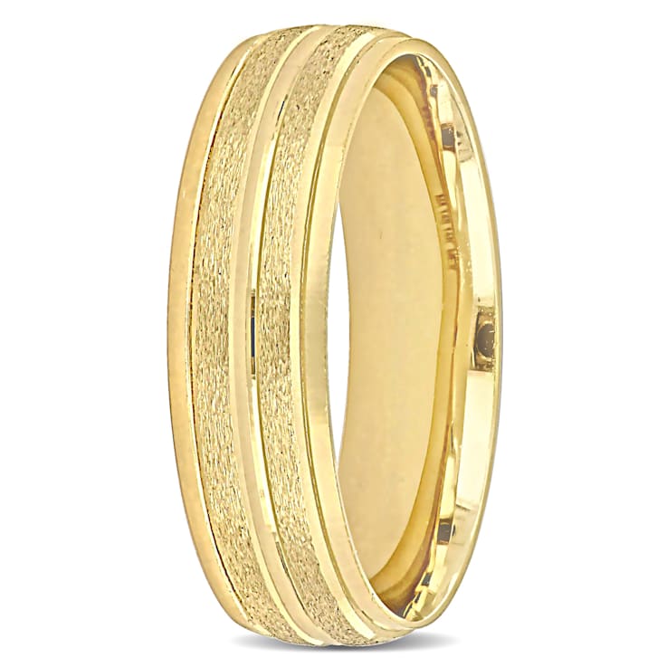 【HYERES LOR】22FW★ Noailles color 14K Double Ring (male) Men's 6mm Double Row Textured Wedding Band in 14K Yellow