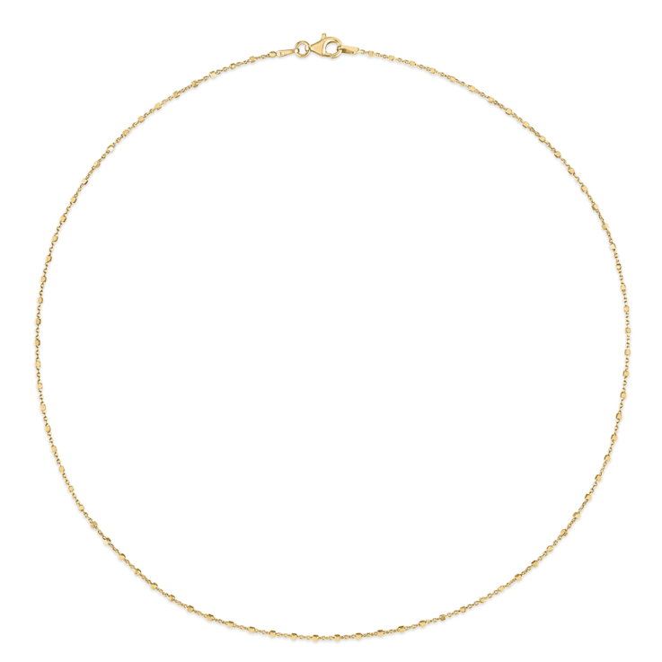 1.3MM Beaded Chain Necklace in Yellow Plated Sterling Silver