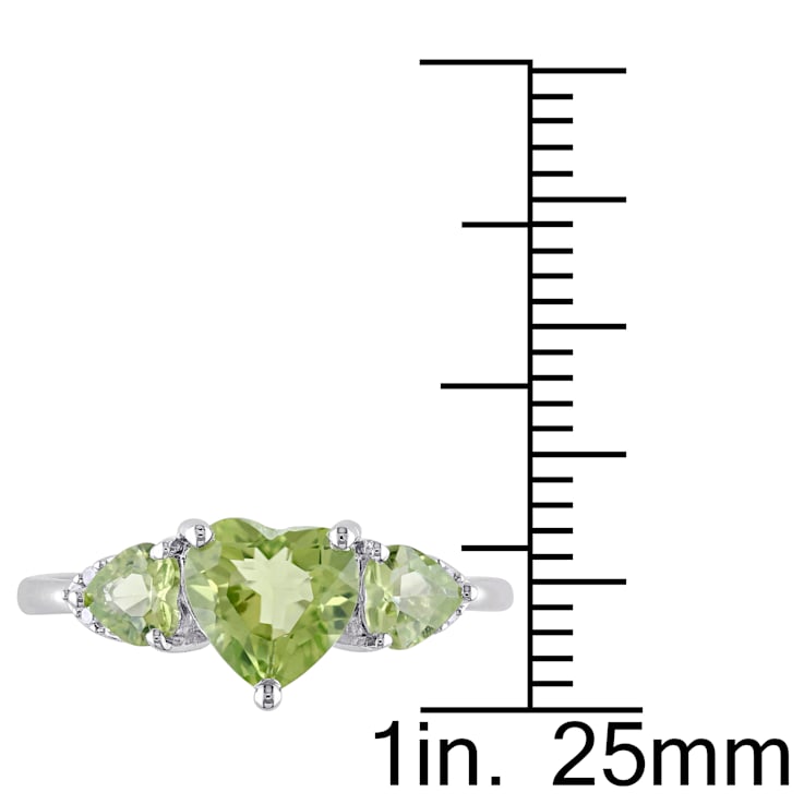 1 7/8 CT TGW Peridot and Diamond Accent Heart Ring in Sterling Silver