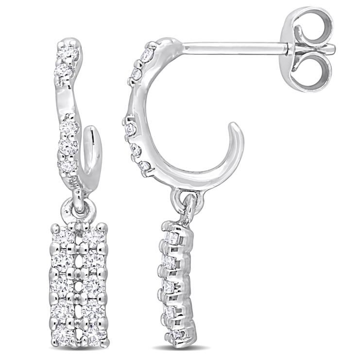 3/8 CT TW Diamond Dangling Earrings in 14K White Gold