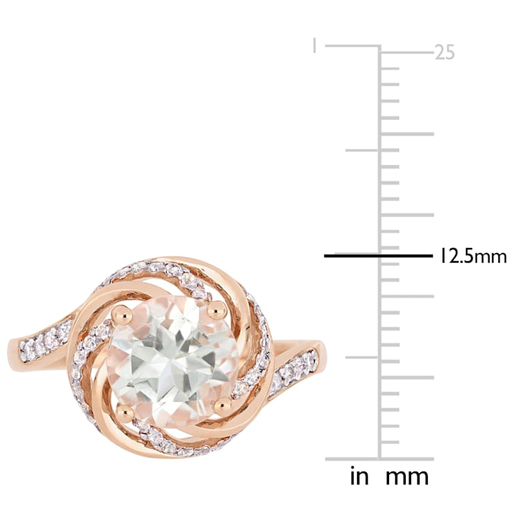 1 7/8 CTW Green Quartz, White Topaz and Diamond Swirl Ring in Rose
Plated Sterling Silver