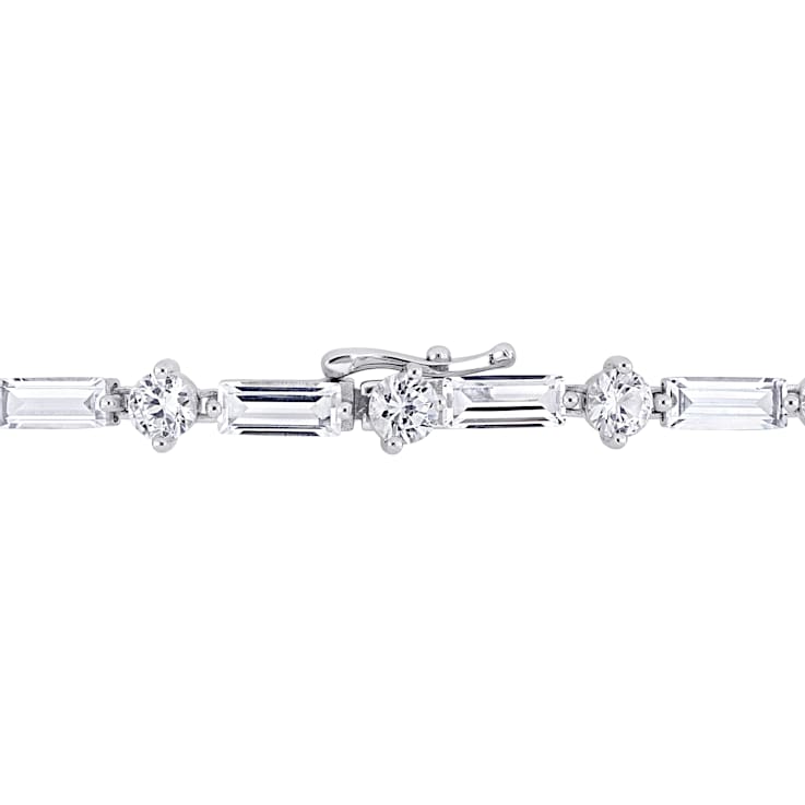13 4/5 CT TGW Baguette & Round Created White Sapphire Bracelet in
Sterling Silver