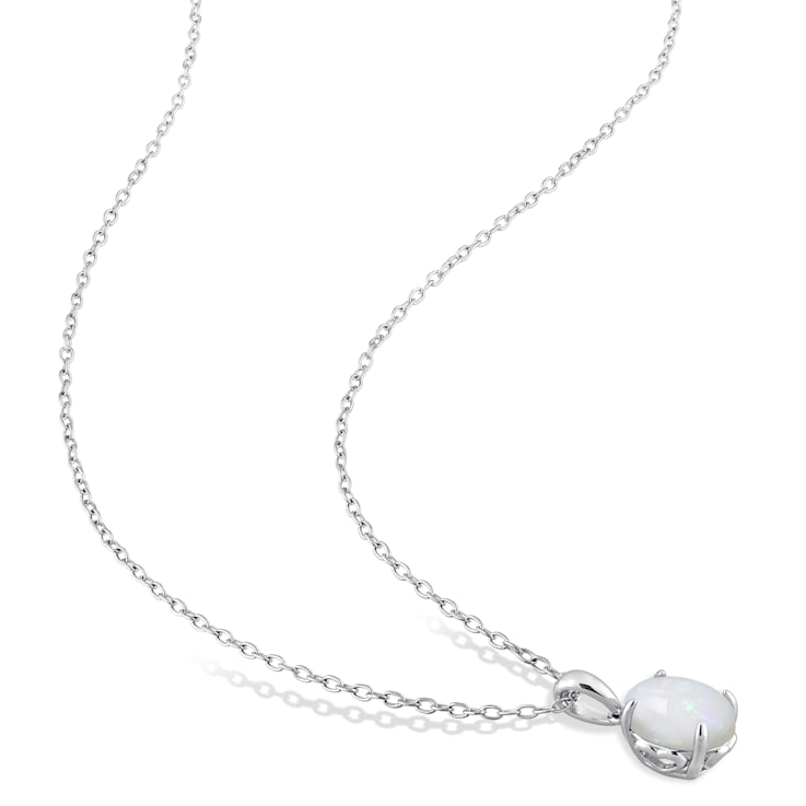 2-Pcs Set of 3 CT TGW Opal Solitaire Earrings and Pendant with Chain in
Sterling Silver