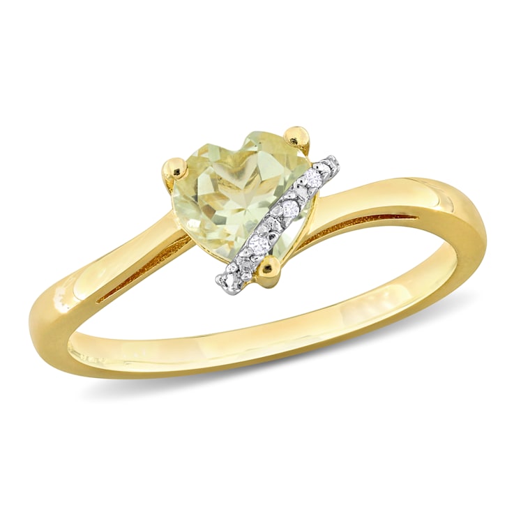 3/4 CT TGW Prasiolite and Diamond Accent Heart Wrap Ring in Yellow
Plated Sterling Silver