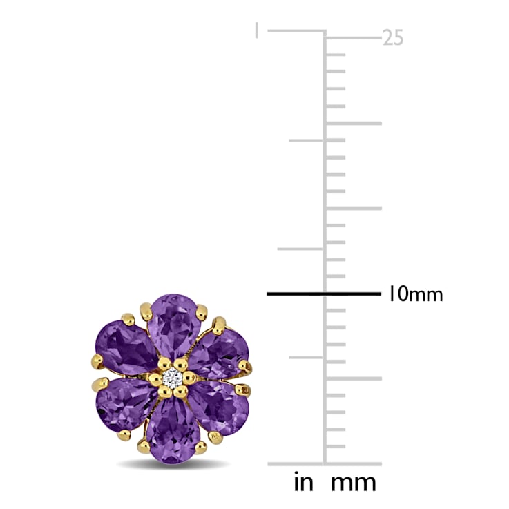 1 4/5 CT TGW Amethyst and White Topaz Flower Stud Earrings in Yellow
Plated Sterling Silver