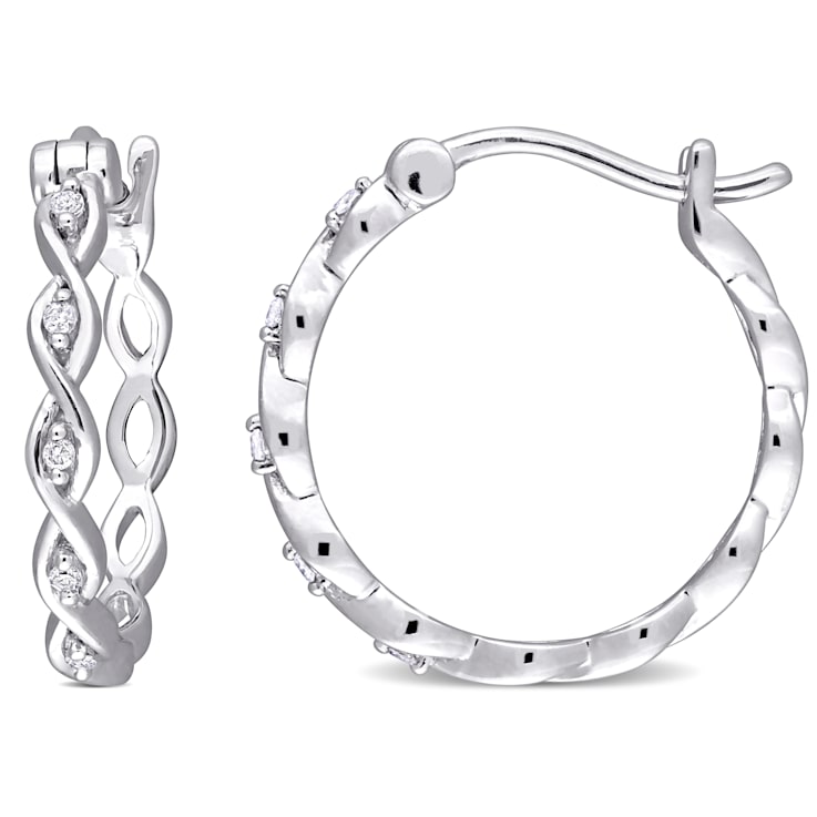 Diamond Accent Hoop Earrings in 10k White Gold 12NJ5A