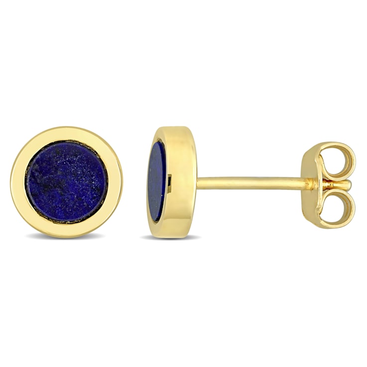 5/8ctw Lapis Stud Earrings in 18K Yellow Gold Over Sterling Silver