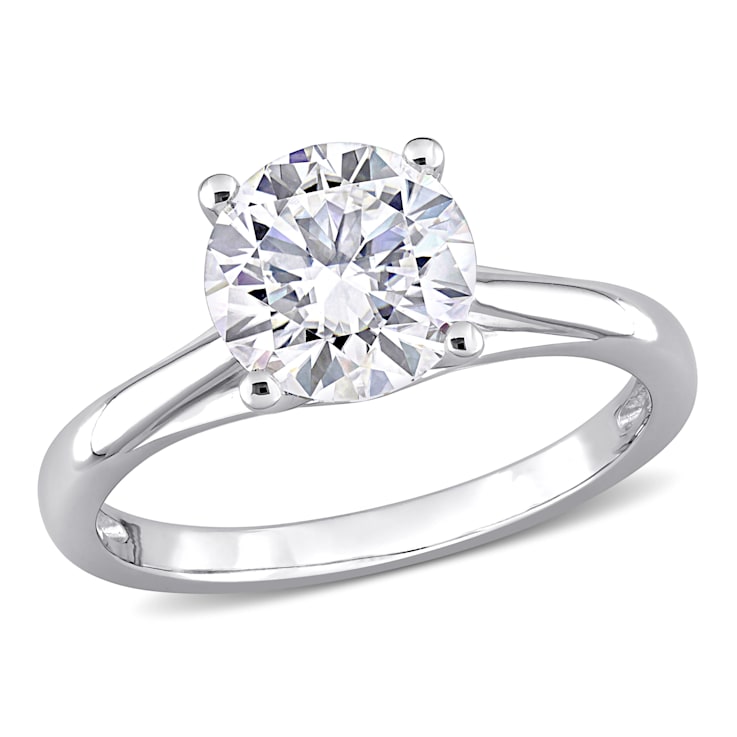 2 CT DEW Moissanite Solitaire Engagement Ring in 10K White Gold