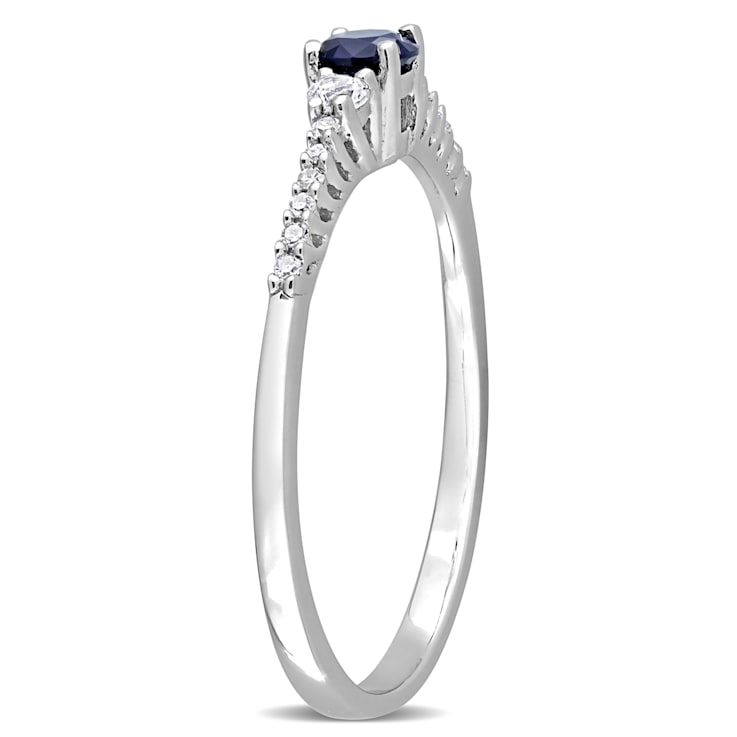 1/3 CT TGW Created Blue and White Sapphire with Diamond Accent Ring in
Sterling Silver