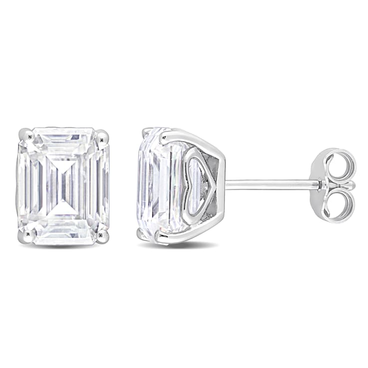 4 4/5 CT DEW Created Moissanite Stud Earrings with Heart Detail in
Sterling Silver