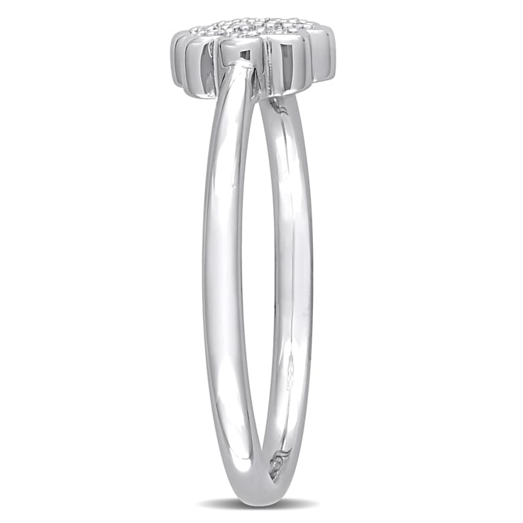 0.06 CT TW Diamond Floral Band in Sterling Silver