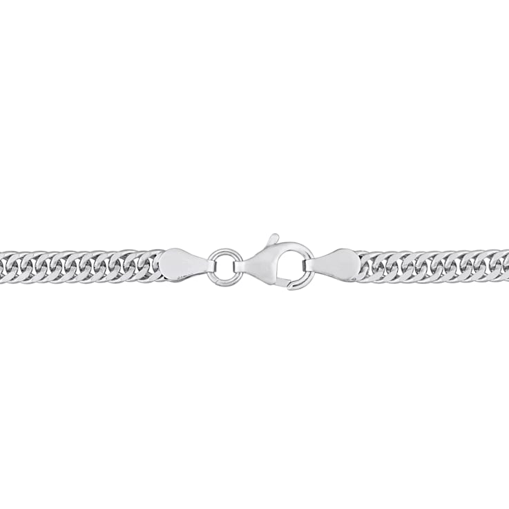 4MM Double Curb Link Chain Necklace in Sterling Silver
