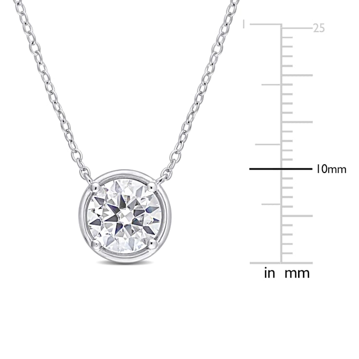 1 4/5 CT DEW Created Moissanite Halo Circle Pendant with Chain in
Sterling Silver