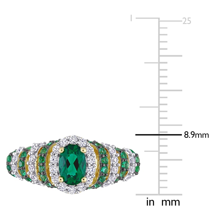 1 1/5 CTW Created Emerald and Created White Sapphire Ring in Yellow
Plated Sterling Silver