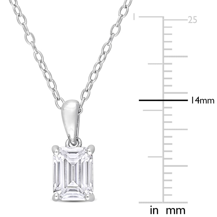 1 CT DEW Created Moissanite Solitaire Pendant with Chain in Sterling Silver