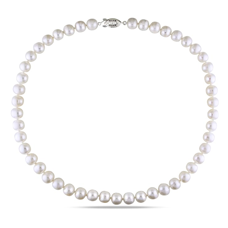 9 - 10 MM Freshwater Cultured Pearl Strand with Silvertone Clasp