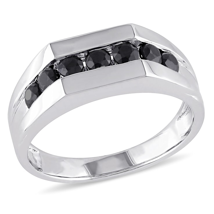 1 3/8 CT TGW BLACK SAPPHIRE MENS RING IN STERLING SILVER