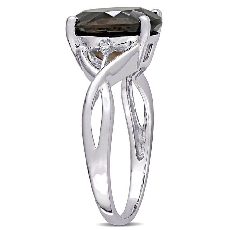 3 3/4 CTW Smokey Quartz and Diamond Accent Ring in Sterling Silver