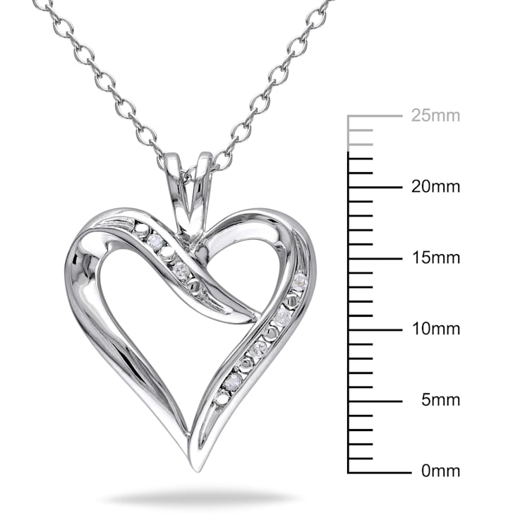 Diamond Heart Pendant with Chain in Sterling Silver