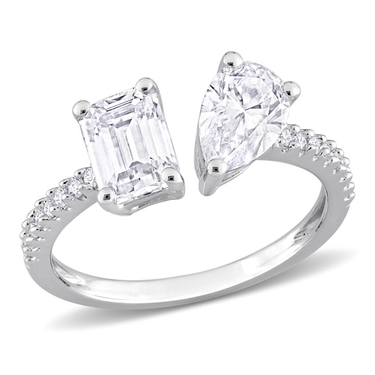 2 1/8 CT TGW Created Moissanite 2-Stone Ring in Sterling Silver