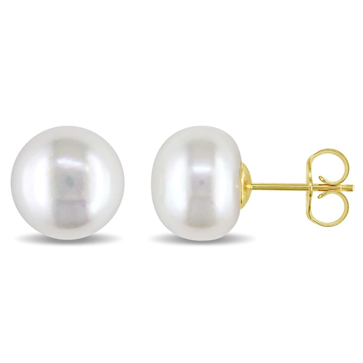 10-11MM Freshwater Cultured Pearl Stud Earrings in 14K