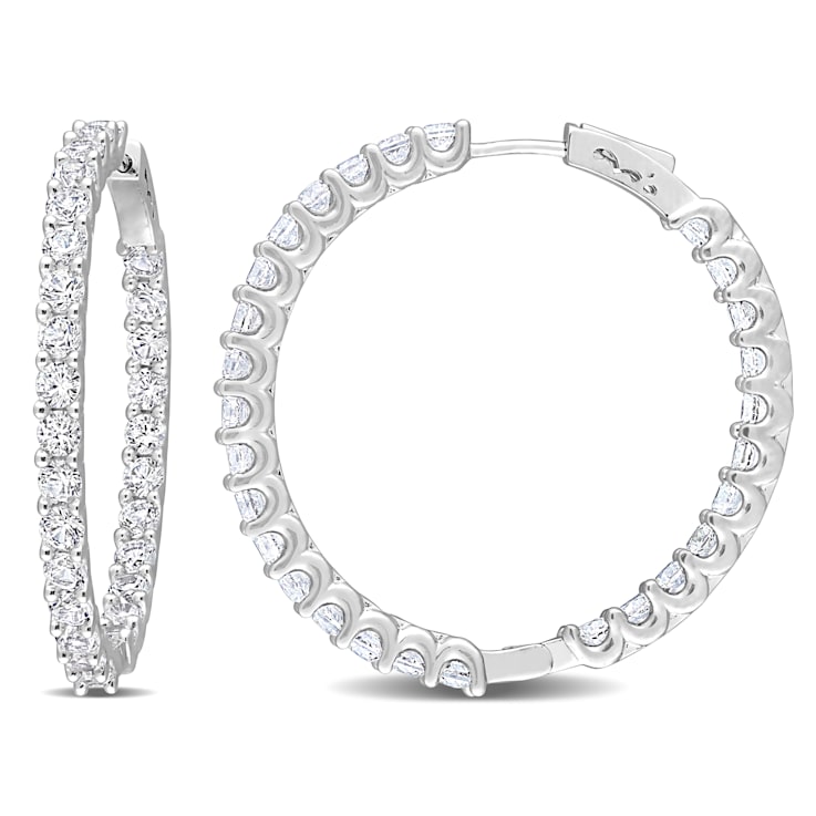 8 3/8 CT TGW Created White Sapphire Inside-Outside Hoop Earrings in
Sterling Silver