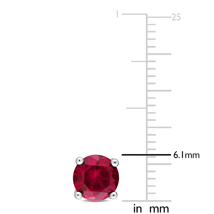 2 CT TGW Created Ruby Stud Earrings in Sterling Silver