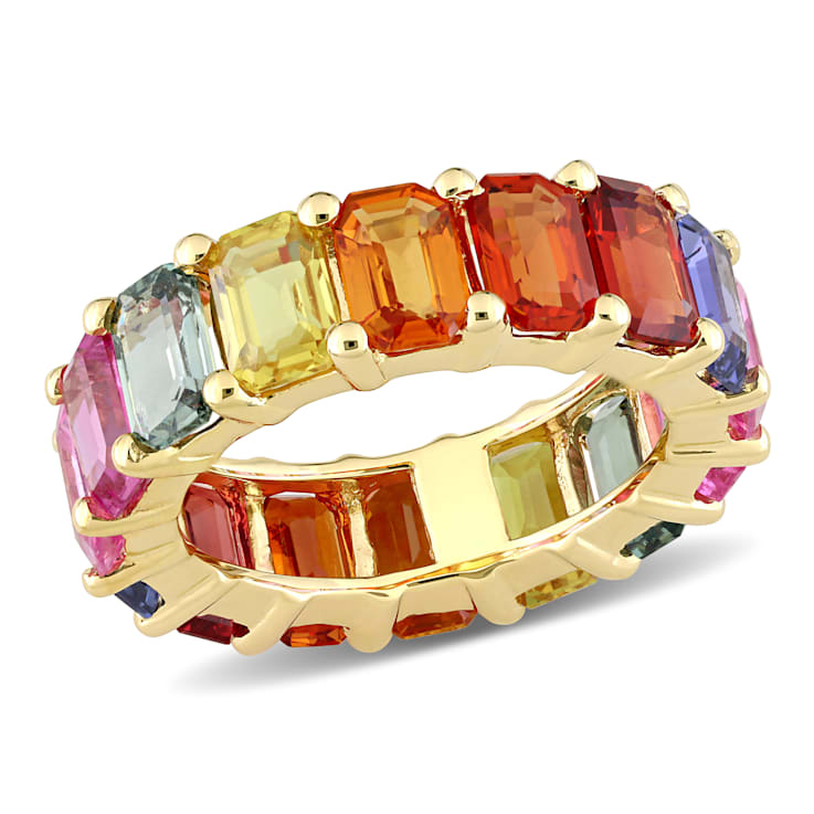 11 1/5 CT TGW Multi-Color Sapphire Eternity Ring in 14K Yellow Gold