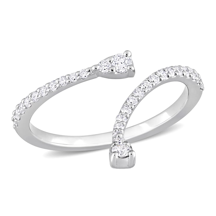 1/4 CT TW Diamond Semi-Eternity Open Twist Ring in 14K White Gold