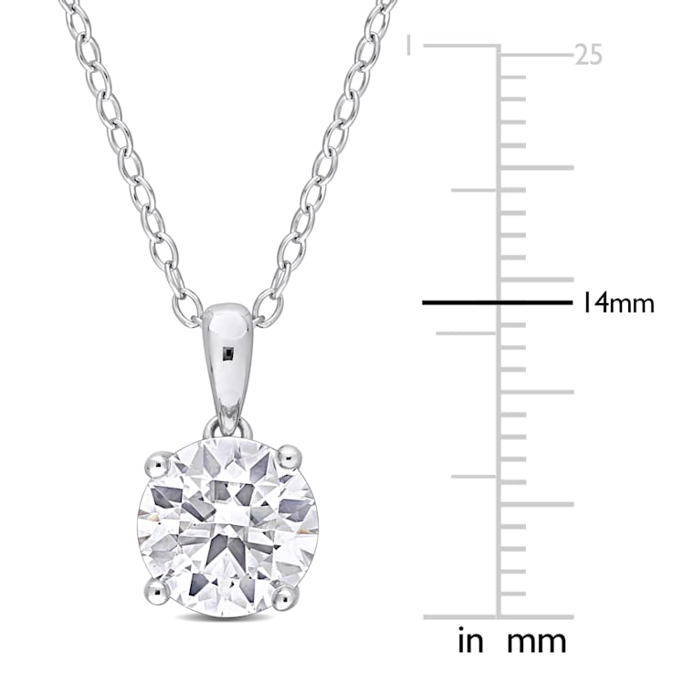 1 4/5 CT DEW Created Moissanite Solitaire Pendant with Heart Detail and
Chain in Sterling Silver