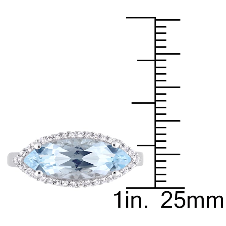 2 7/8 CT TGW Sky Blue and White Topaz Halo Ring in Sterling Silver