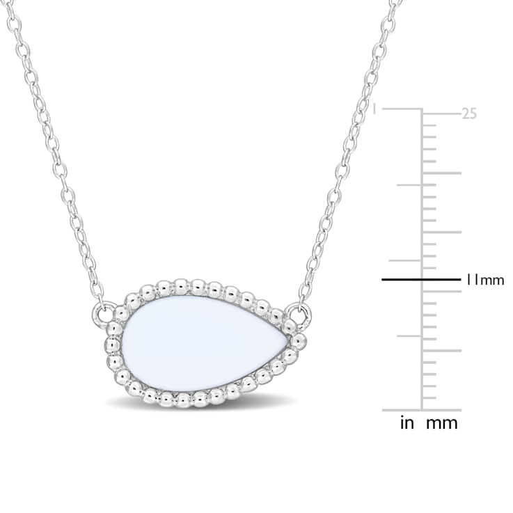 4 CT TGW White Agate Necklace with Beaded Halo in Sterling Silver