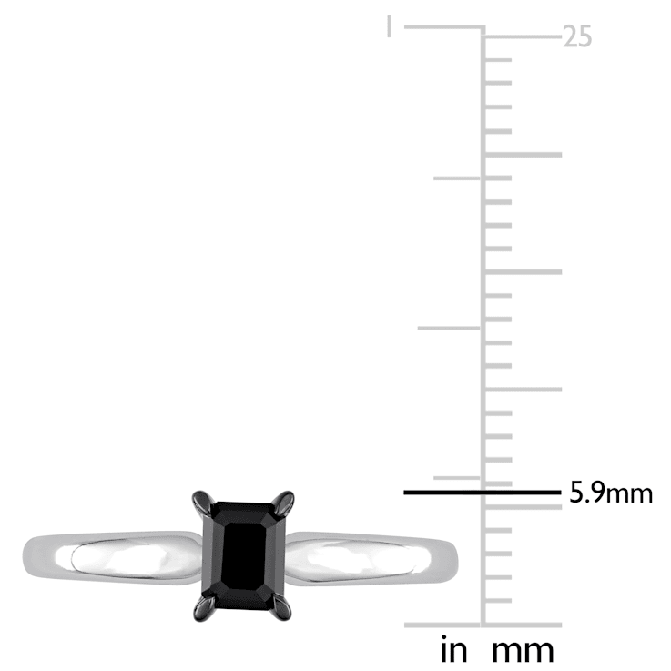 1/2 ct Black Diamond Solitaire Engagement Ring in 14K White Gold