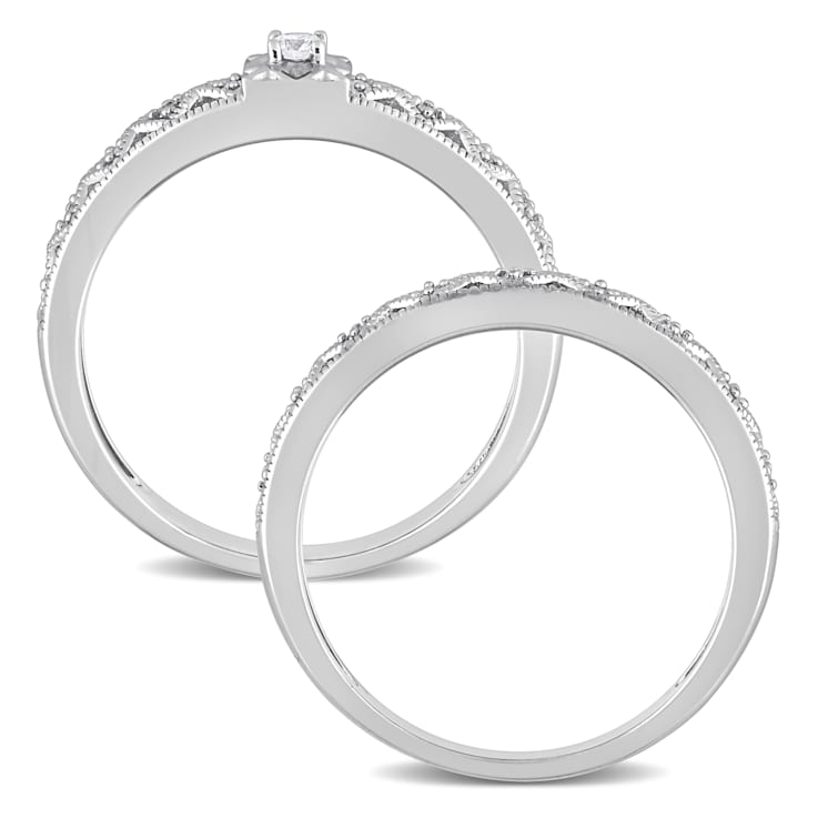 1/10 CT TW Diamond Filigree Bridal Set in Sterling Silver