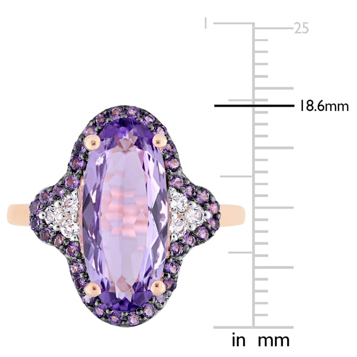 3 1/2 CT TGW Amethyst and White Topaz Ring in Rose Gold Plated Sterling Silver