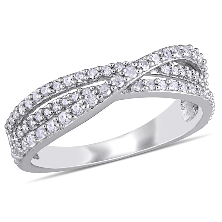 1/2 CT TW Diamond Crossover Ring in Sterling Silver - 14559A