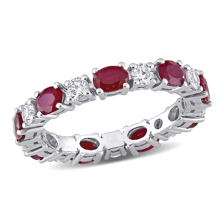 1 4/5 CT TGW Ruby and 5/8 CT TW Diamond Eternity Ring in 14K White Gold