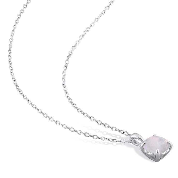 1 1/3 CT TGW Opal Solitaire Pendant With Chain in Sterling Silver