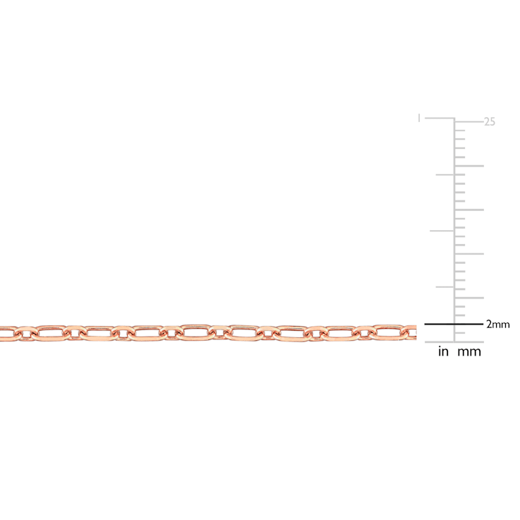 2MM Diamond Cut Figaro Chain Necklace in Rose Plated Sterling Silver