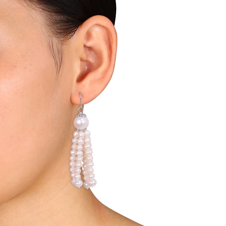 4.5-11 MM Freshwater Cultured Pearl Tassel Drop Earrings in Sterling Silver