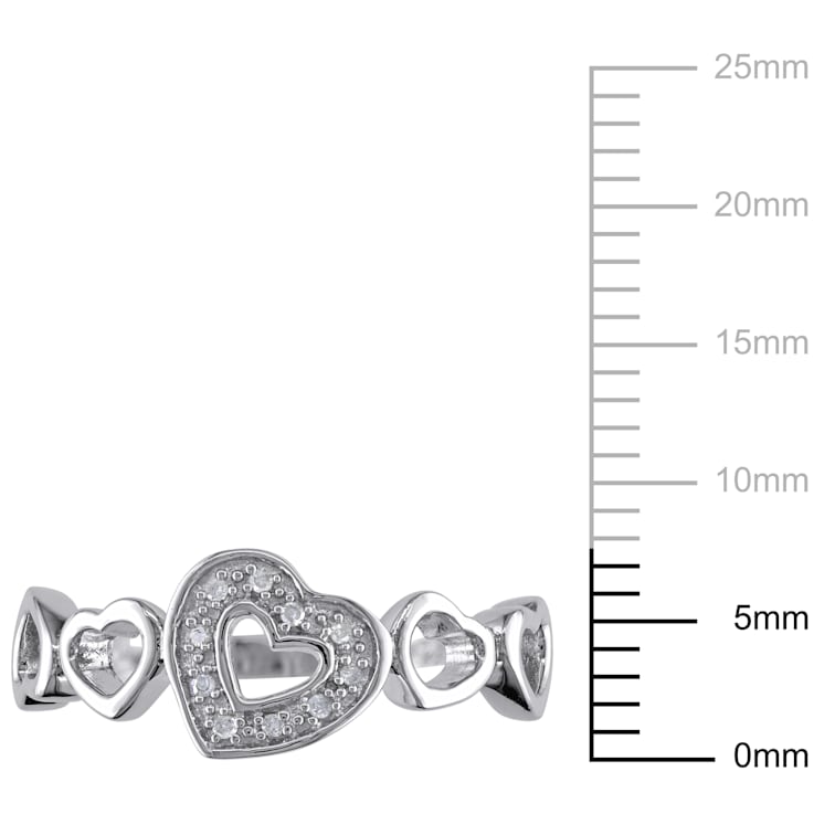 Diamond Heart Ring in Sterling Silver