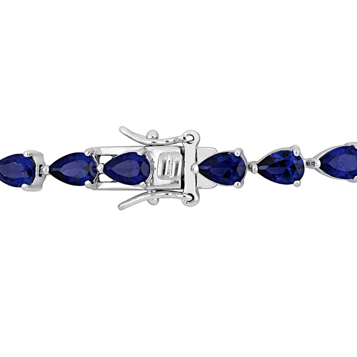 13 1/2 CT TGW Created Blue Sapphire Tennis Bracelet in Sterling Silver