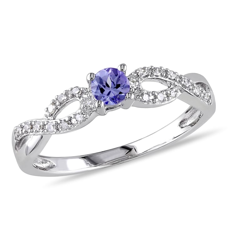 1/6 CT TGW Tanzanite and 1/10 CT TW Diamond Infinity Ring in Sterling Silver