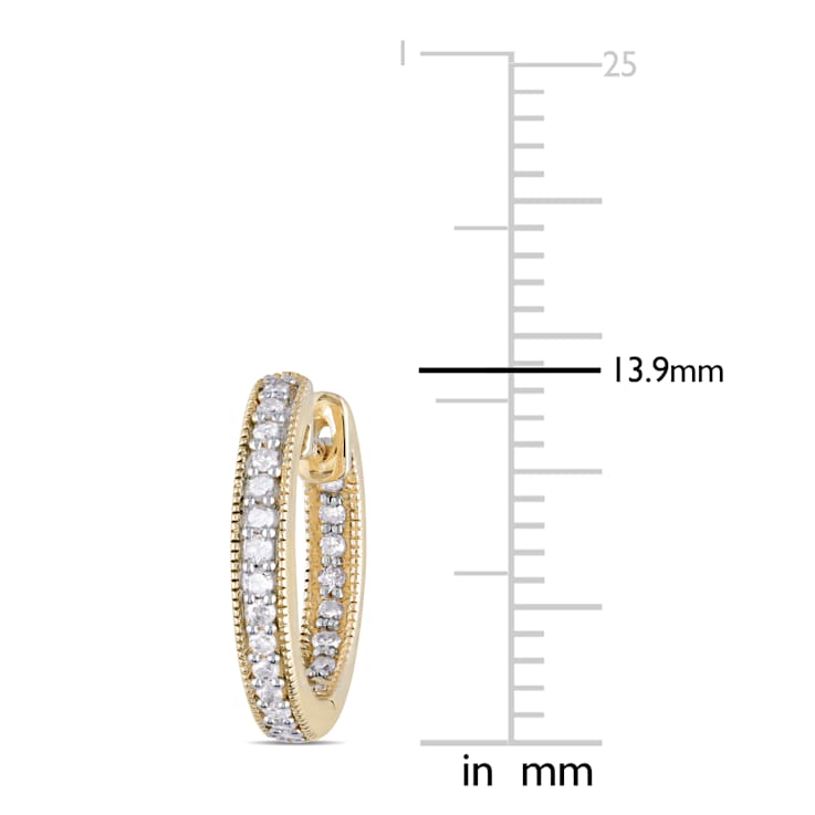 1/4 CT TW Inside Outside Diamond Hoop Earrings in 14k  Yellow Gold