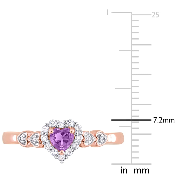 1/3 CT TGW Multi-Gemstones and Diamond Accent Halo Promise Ring in Rose
Plated Sterling Silver