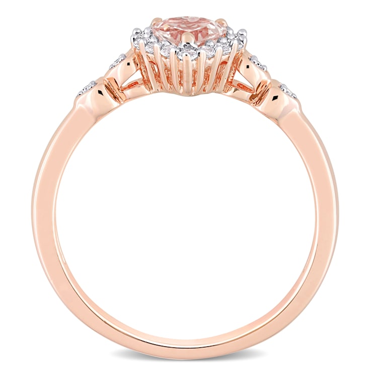 5/8 CT TGW Morganite, White Topaz and Diamond Accent Heart Ring in Rose
Plated Sterling Silver