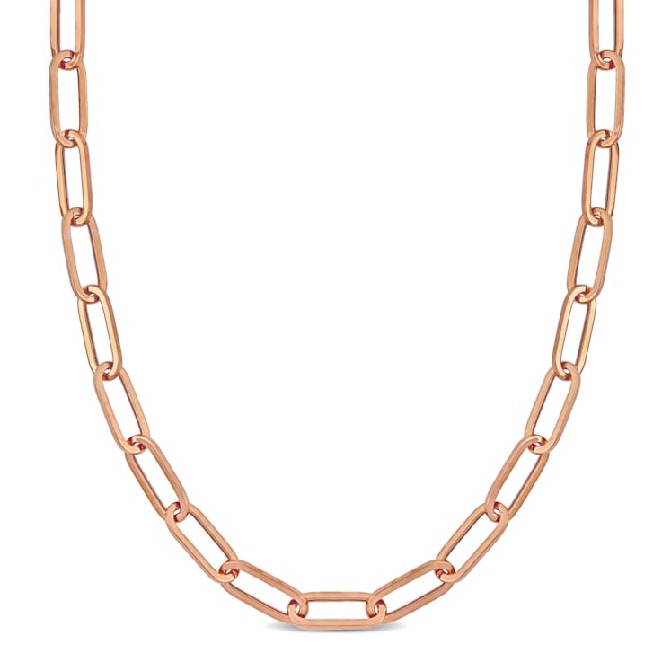 6.3mm Polished Paperclip Chain Necklace in 14k Rose Gold, 16 in