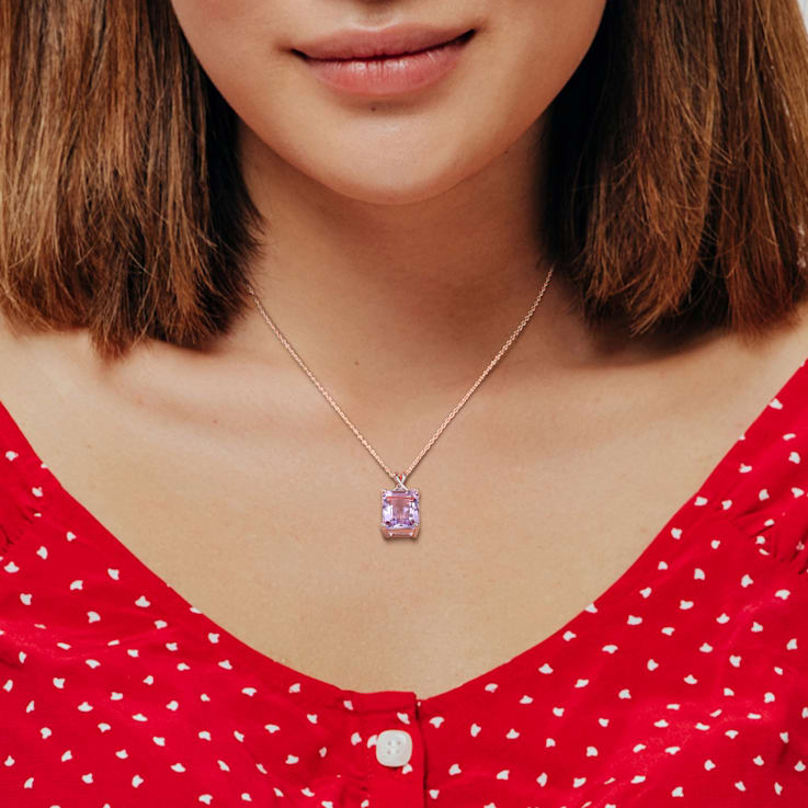 5/8 CT TGW Rose de France and White Topaz Pendant with Chain in Rose
Plated Sterling Silver