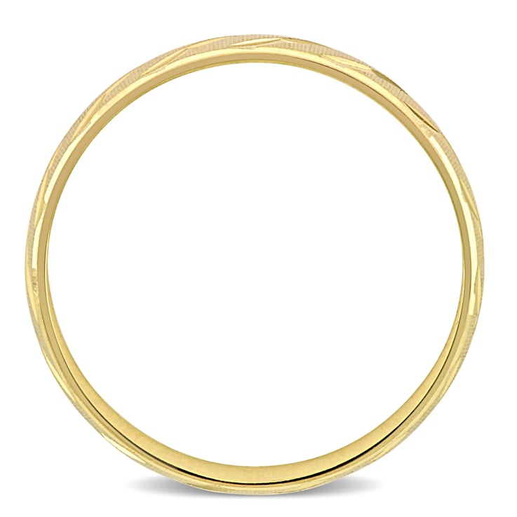 Men's 6mm Striped Wedding Band in 10K Yellow Gold